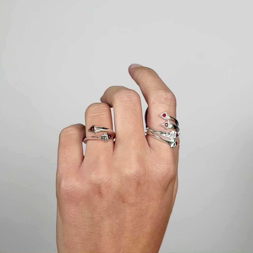 Singula-jewelry-silver-rubies-cupids-arrows-rings-women