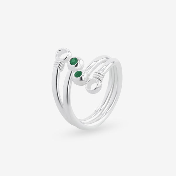    Singula-jewelry-double-silver-celestial-circle-emeralds-women-ring
