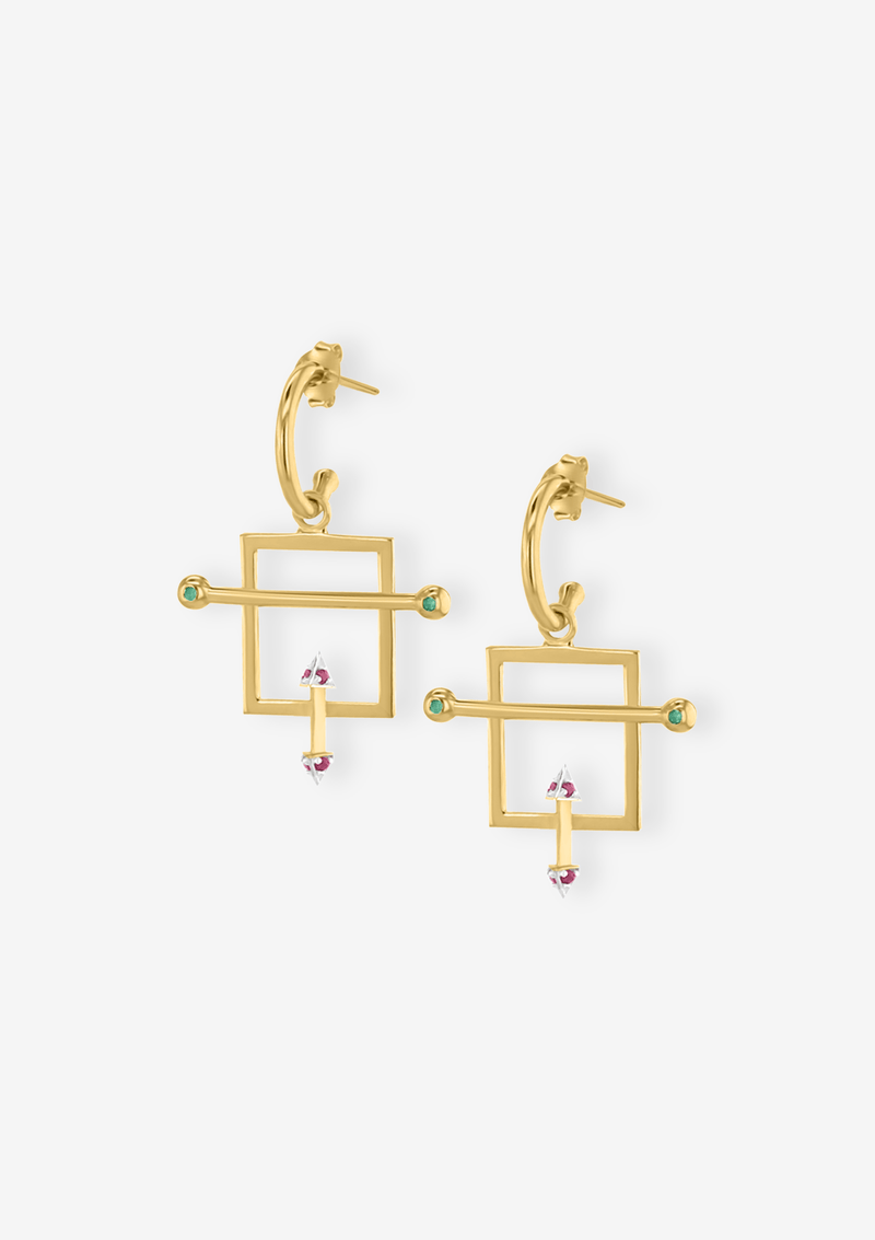    Singula-jewelry-gold-emeralds-rubies-magnicity-earrings