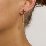    Singula-jewelry-gold-falling-cross-long-earrings