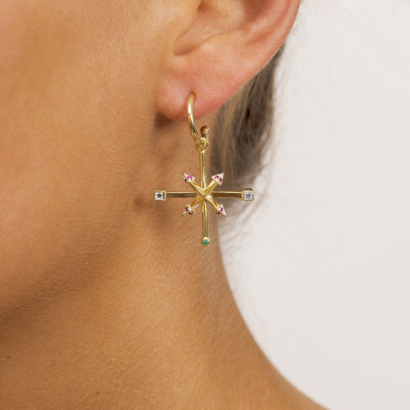   Singula-jewelry-gold-gems-wind-rose-earrings