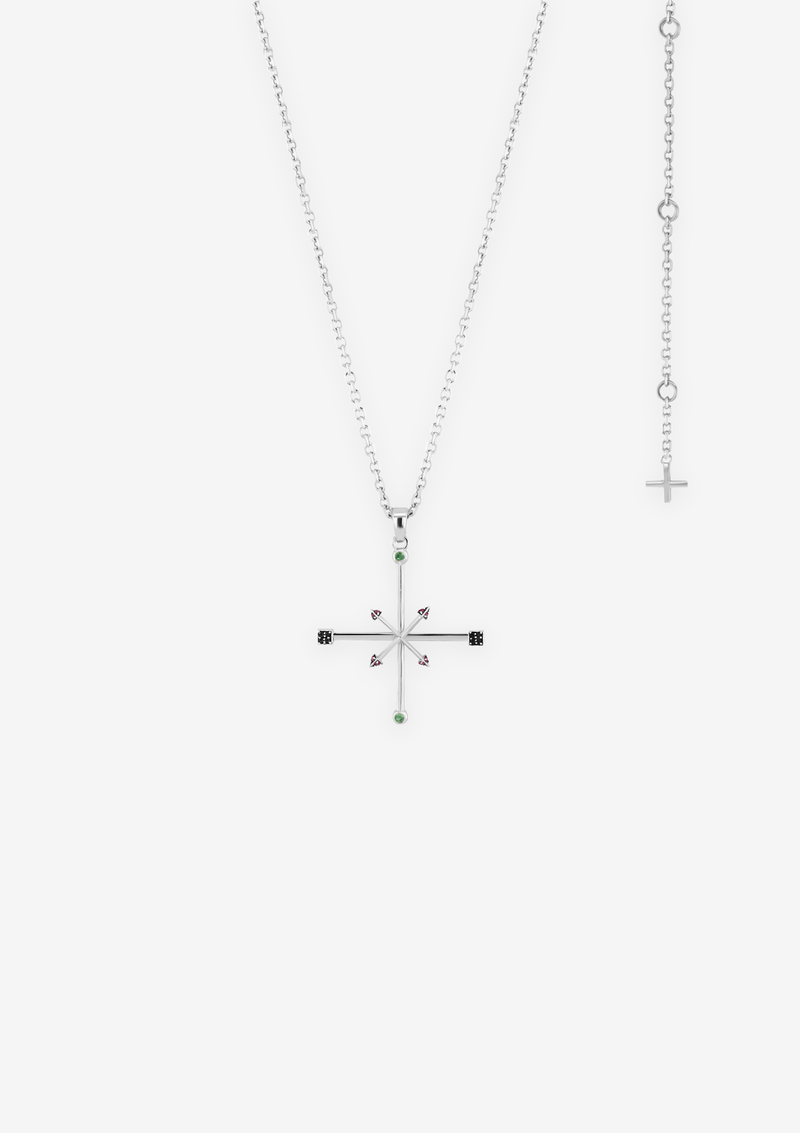 Singula-jewelry-silver-cross-wind-rose-jr-gems-unisex-necklace