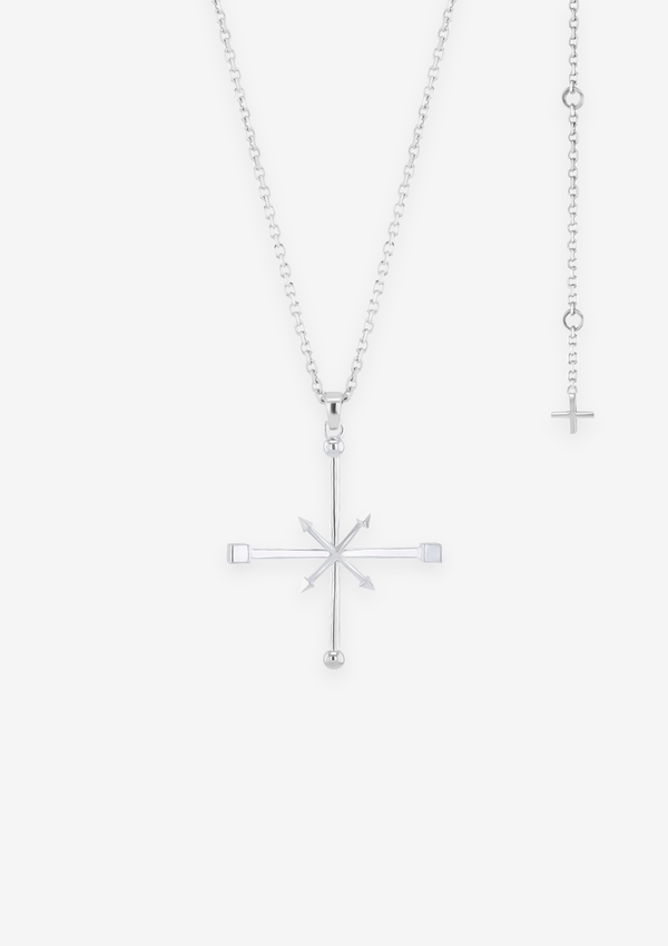 Singula-jewelry-silver-cross-wind-rose-unisex-necklace