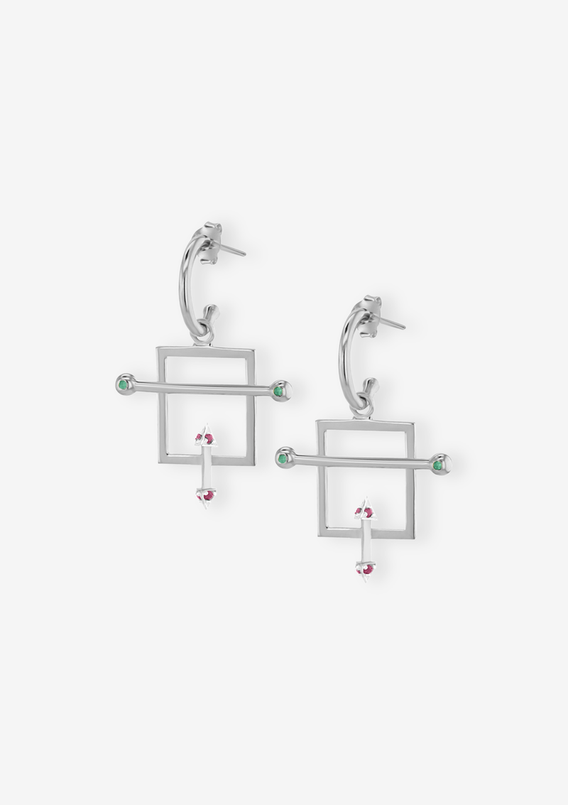    Singula-jewelry-silver-emeralds-rubies-magnicity-earrings