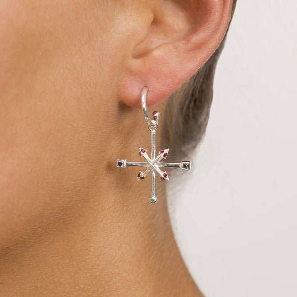    Singula-jewelry-silver-gems-wind-rose-earrings