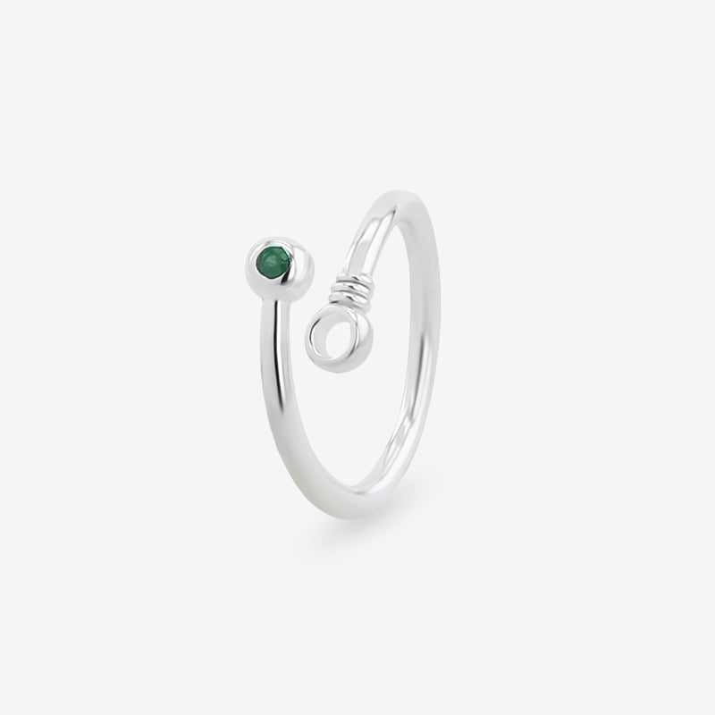    Singula-jewelry-single-silver-celestial-circle-emerald-women-ring